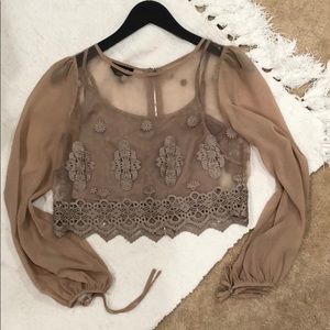 Sheer lace crop top